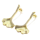 925 Sterling Silver Gingko Leaf Stud Earrings - Women's Gift