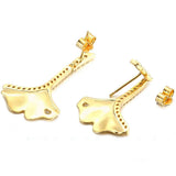 925 Silver Sparkling Gingko Leaf Stud Earrings Women Gift DIY Jewelry