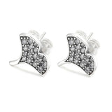 925 Silver Ginkgo Biloba Stud Earrings Gift DIY Jewelry