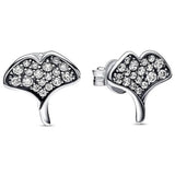 925 Silver Ginkgo Biloba Stud Earrings Gift DIY Jewelry