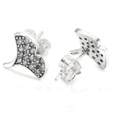 925 Silver Ginkgo Biloba Stud Earrings Gift DIY Jewelry