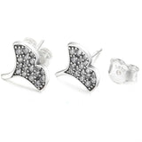 925 Silver Ginkgo Biloba Stud Earrings Gift DIY Jewelry
