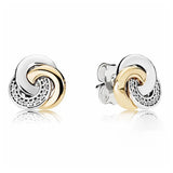 925 Silver Golden Crystal Stud Earrings for Women