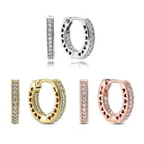 925 Silver Heart & Crystal Hoop Earrings Wedding Jewelry