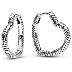 925 Silver Heart Charm Hoop Earrings Wedding Jewelry