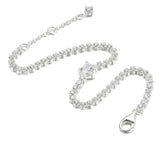 925 Silver Sparkling Heart Tennis Bracelet Women Bead Charm DIY Jewelry