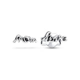 925 Silver Sparkling Infinity Heart Pansy Flower Stud Earrings