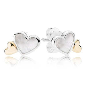 925 Silver Hearts Mother-Of-Pearl Earrings