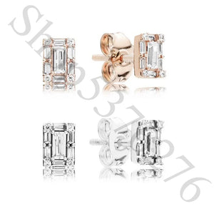 925 Silver Sparkling Ice Stud Earrings For Women Gift DIY Jewelry