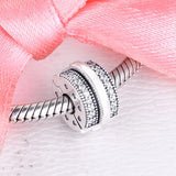 925 Silver Pave Lines Clip Charm for Europe Bracelet Beads