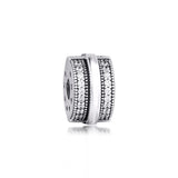 925 Silver Pave Lines Clip Charm for Europe Bracelet Beads