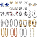 925 Silver Sparkling Pear Huggie Earring For Women