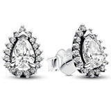 925 Silver Sparkling Pear Huggie Earring For Women