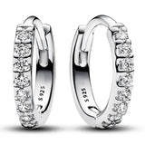 925 Silver Sparkling Pear Huggie Eternity Hoop Earring For Women