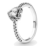 925 Silver Pink Elevated Heart Ring for Women Wedding Party