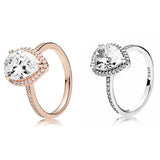 925 Silver Teardrop Crystal Ring for Women