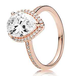 925 Silver Teardrop Crystal Ring for Women
