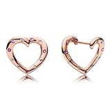925 Silver Rose Heart Crystal Stud Earrings Wedding Gift