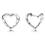 925 Silver Rose Heart Crystal Stud Earrings Wedding Gift
