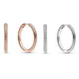 925 Silver Rose Charm Hoop Earrings Wedding Jewelry