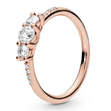 925 Sterling Silver Sparkling Rose Elegance Crystal Ring Women Wedding