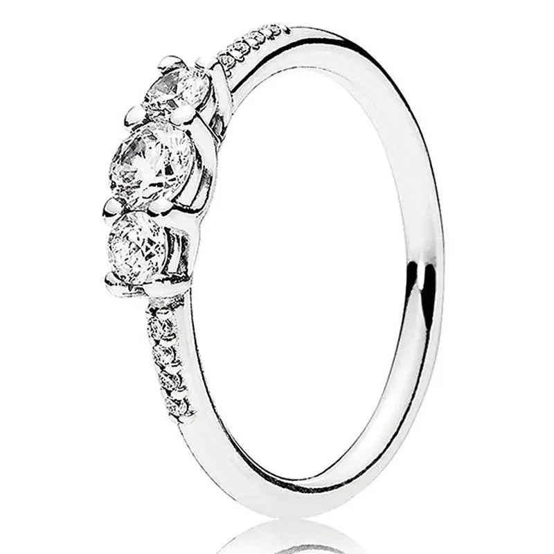 925 Sterling Silver Sparkling Rose Elegance Crystal Ring Women Wedding