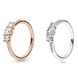 925 Sterling Silver Sparkling Rose Elegance Crystal Ring Women Wedding