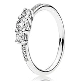 925 Sterling Silver Sparkling Rose Elegance Crystal Ring Women Wedding
