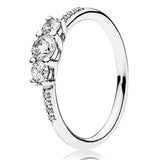 925 Sterling Silver Sparkling Rose Elegance Crystal Ring Women Wedding