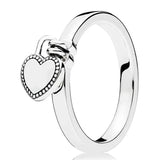 925 Sterling Silver Sparkling Rose Love Lock Heart Ring For Women