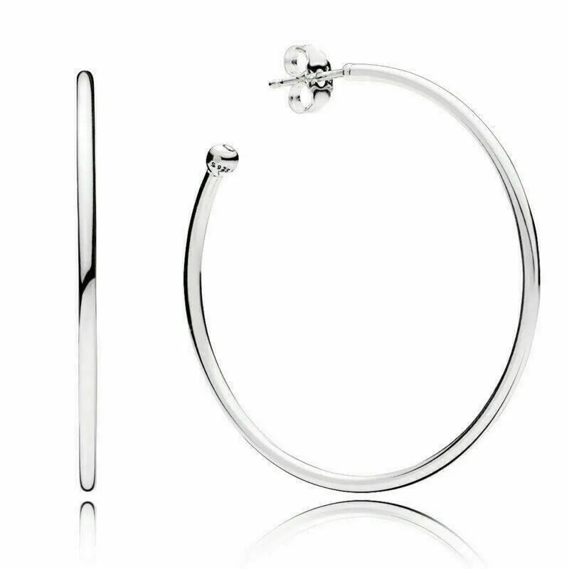 925 Silver Circle Stud Earrings Women Wedding Jewelry Gift