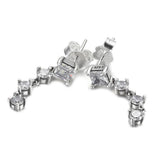 925 Silver Round & Square Drop Earrings Sparkling Women Gift DIY Jewelry