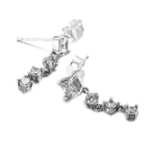 925 Silver Round & Square Drop Earrings Sparkling Women Gift DIY Jewelry