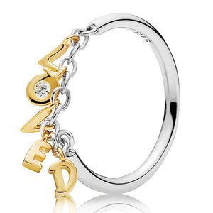 925 Sterling Silver Loved Script Ring For Women Wedding Party Europe Jewelry