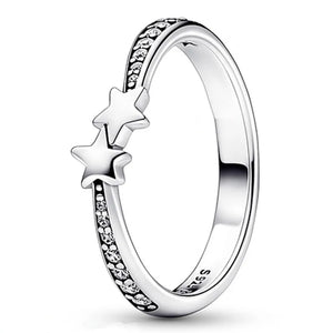 925 Silver Shooting Stars Crystal Ring for Women