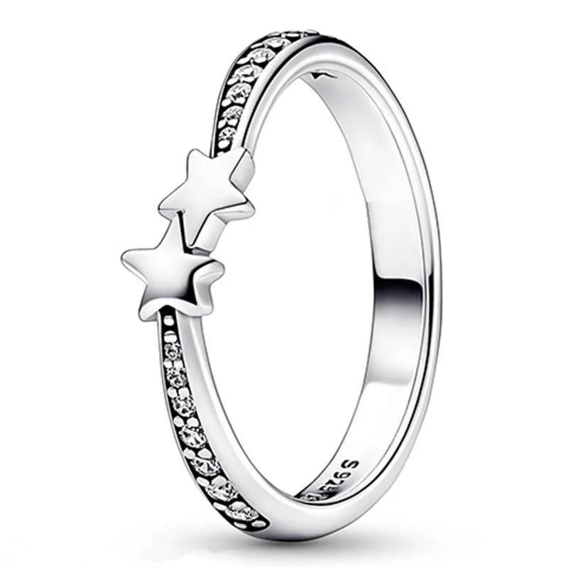 925 Silver Shooting Stars Crystal Ring for Women