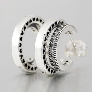 925 Sterling Silver Double Crystal Hoop Earrings for Women