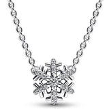 925 Silver Snowflake Crystal Pendant Necklace Women DIY Jewelry