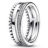 925 Silver Tiara Crown I-D Crystal Ring Women Wedding Party Jewelry