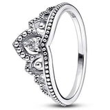 925 Silver Tiara Crown I-D Crystal Ring Women Wedding Party Jewelry