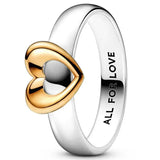 925 Silver Sparkling Wave Asymmetric Radiant Heart Signet Ring With Crystal