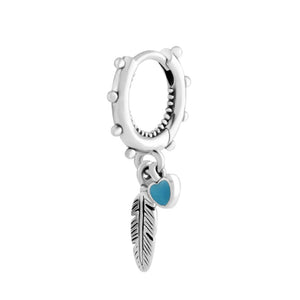 925 Silver Feathers Dangle Earrings Wedding Hoop Jewelry Women