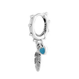 925 Silver Feathers Dangle Earrings Wedding Hoop Jewelry Women