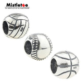 925 Sterling Silver Baseball Charm Bead for Bracelet