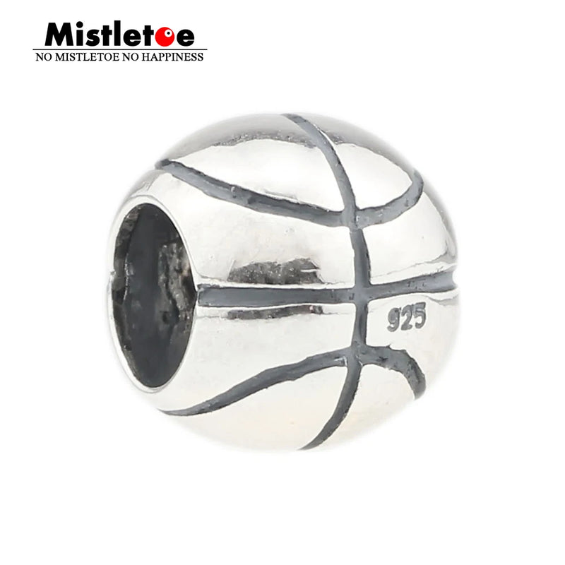 925 Silver Basketball Charm Bead for Bracelet