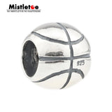 925 Silver Basketball Charm Bead for Bracelet
