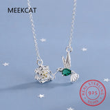 925 Silver Spring Bird & Tree Dangle Pendant Necklace for Women