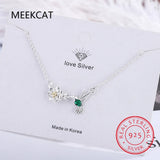 925 Silver Spring Bird & Tree Dangle Pendant Necklace for Women
