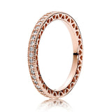 925 Silver Heart Crystal Ring for Women Wedding