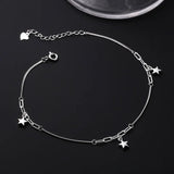 925 Silver Star Anklets Woman Ankle Bracelet Beach Accessories